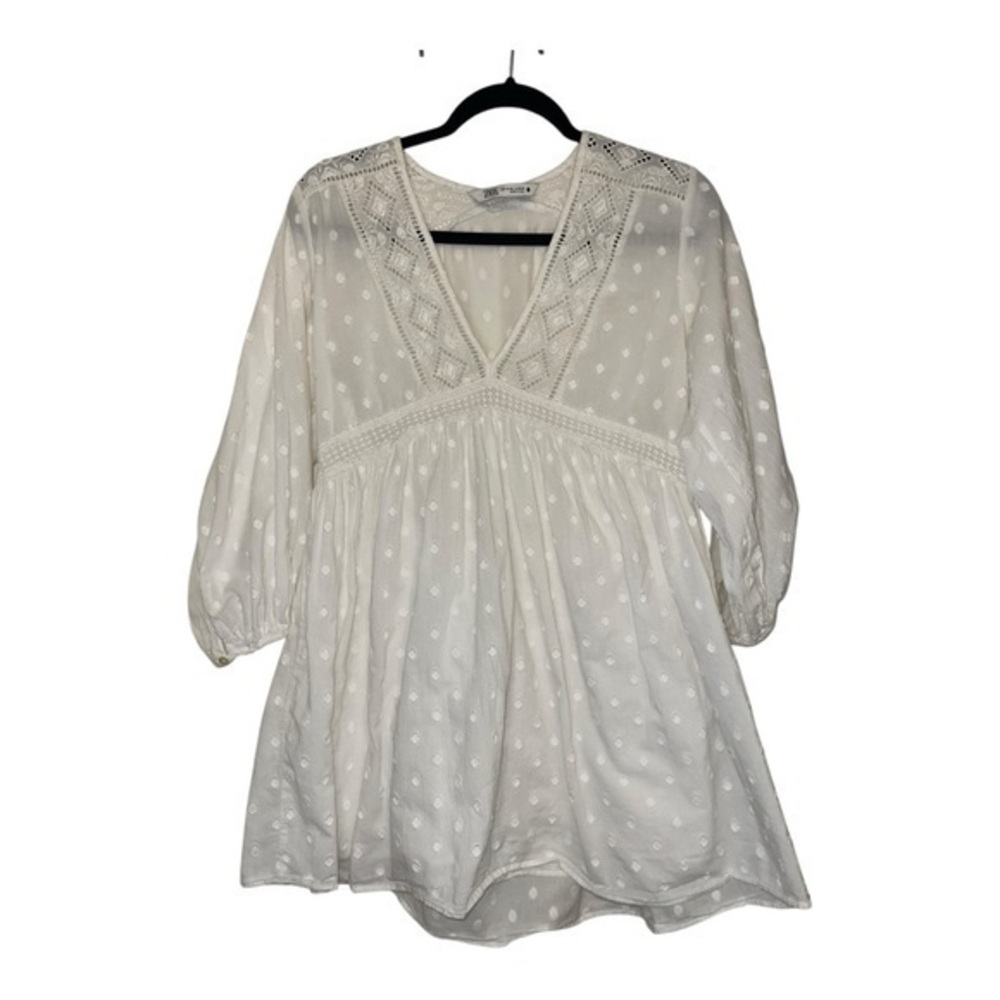 Zara White Embroidered Mini Dress